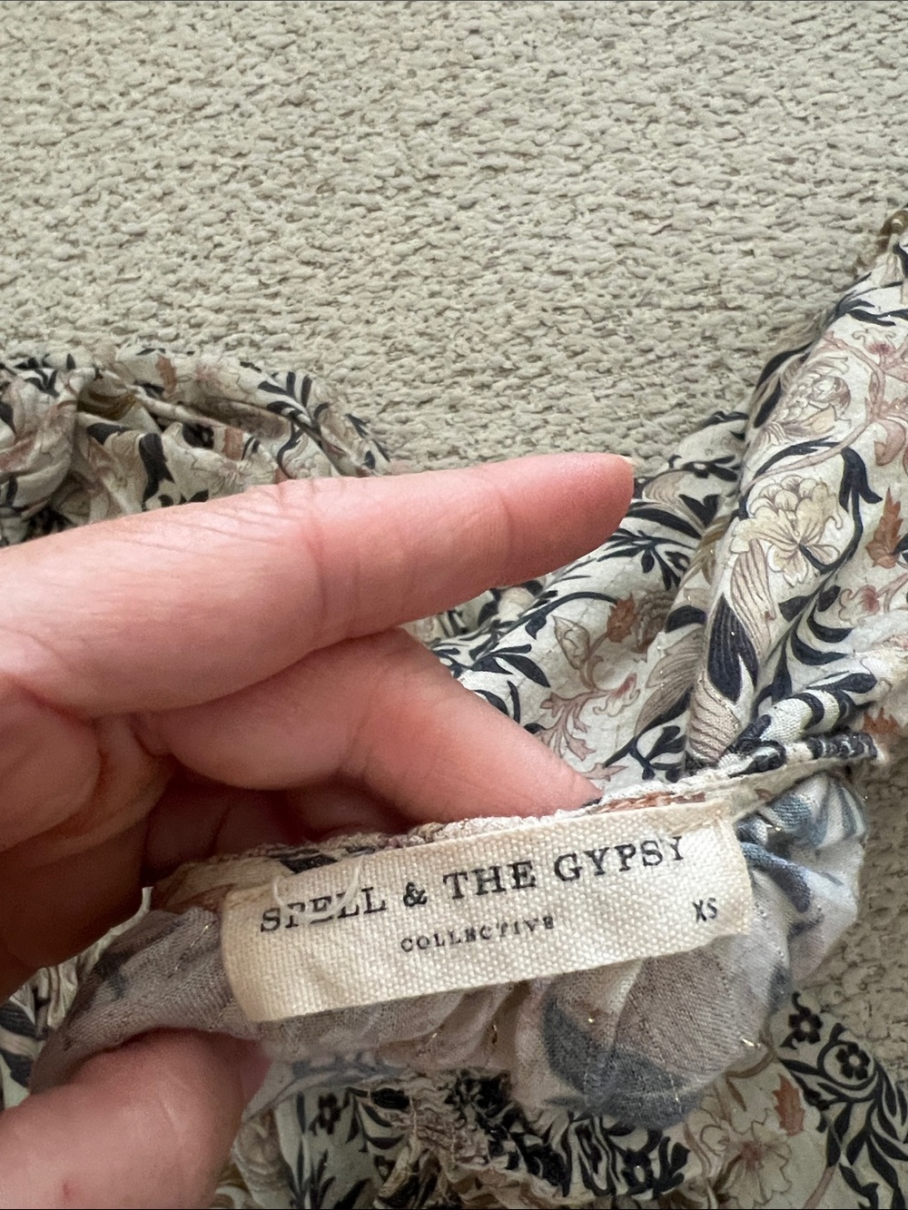 Spell Boho Tie-Front top and maxi skirt in Beige Floral - Picture 5 of 5